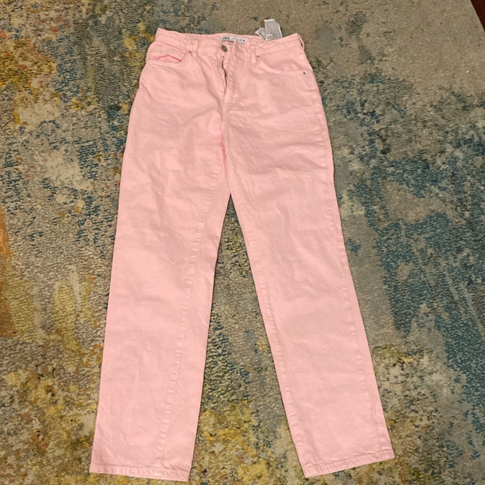 Zara straight leg pink jeans